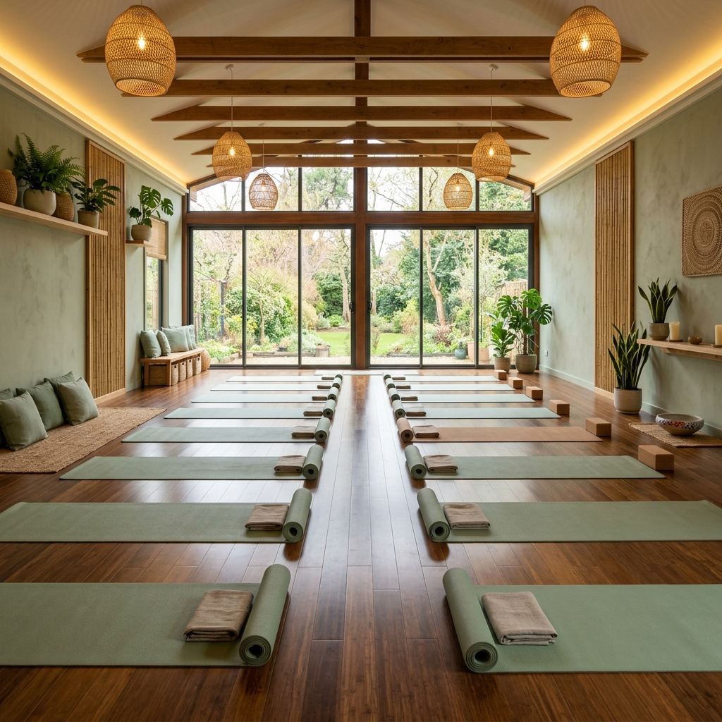 Beautiful yoga studio interior at Dr. Dermix Health Care